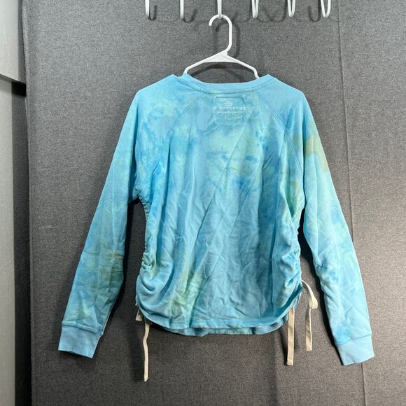 Peace Love World Crewneck Side Tie Pullover Aqua Swirl Size Small - Picture 2 of 10